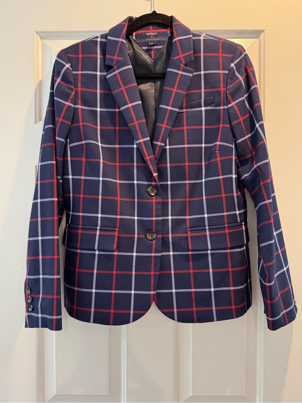Tommy Hilfiger Navy Plaid Blazer with Red & White Windowpane